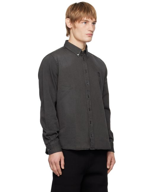 AMI Black Button-Down Ami De Coeur Shirt for men