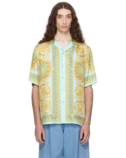 Versace Multicolor Silk Shirt With Short Sleeves for men