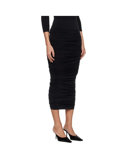 Wolford Black Sheer Drape Midi Skirt