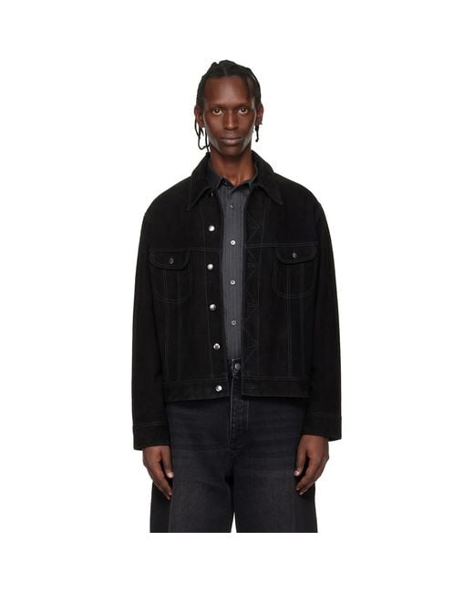 Studio Nicholson Black Aaron Levine Edition Boston Suede Jacket for men