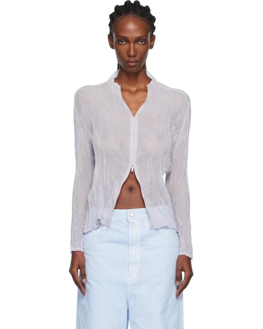 【値下げ】ISSEY MIYAKE シフォンツイスト　ライトパープル Issey Miyake Chiffon Twist Cardigan in Black | Lyst