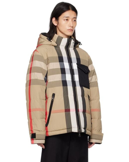 burberry men's rutland check reversible down jacket size xl