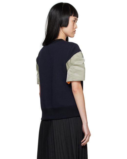 Sacai Black Navy & Khaki Pullover Sweatshirt