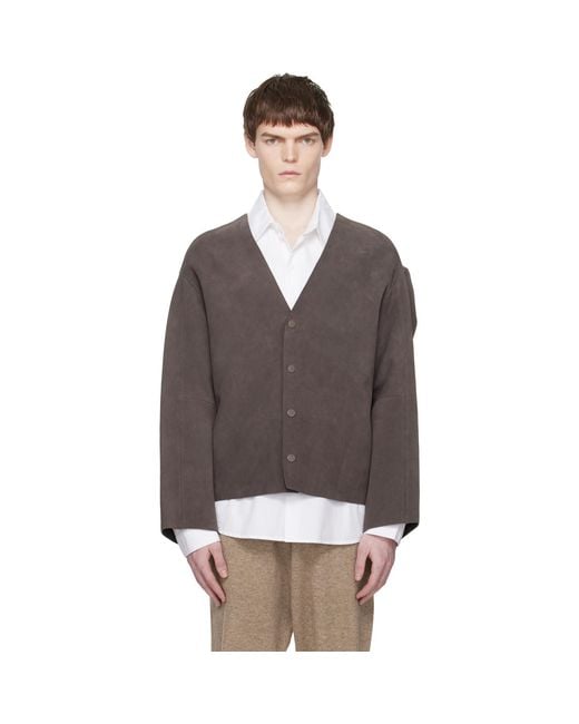Entire studios Black Taupe Minimal Suede Jacket for men