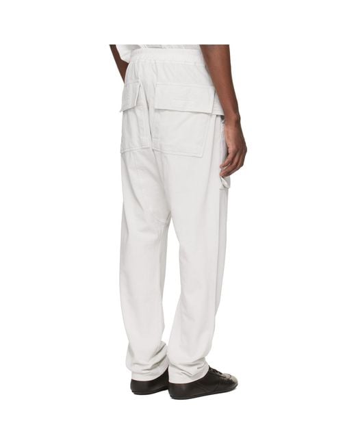 Rick Owens White Off- Temple Creatch Drawstring Cargo Pants for men