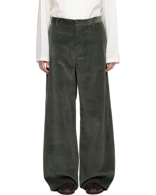 SOSHIOTSUKI Black Double Beltloop Corduroy Trousers for men