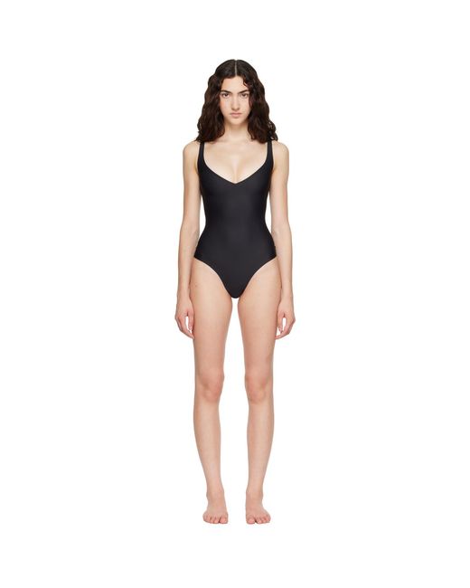 Skims Black Body Unlined Plunge Thong Bodysuit