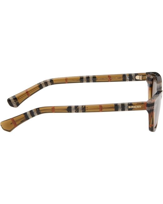 Burberry Brown Check Rectangle Sunglasses