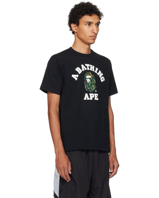 T-Shirt Noir À Logo De Style Collégial À Motif Camouflage Trial A Bathing Ape pour homme en coloris Black