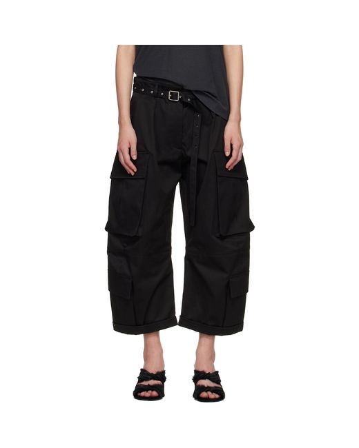 Acne Black Twill Cargo Trousers