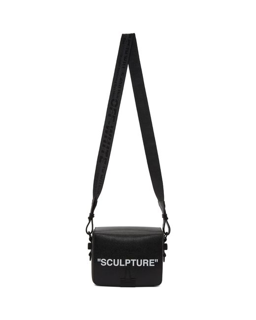 Off-White Black Grained Leather Sculpture Binder Clip Crossbody