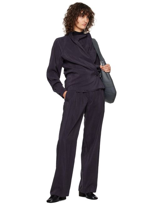 Lemaire ネイビー ベルト リラックス トラウザーズ Blue