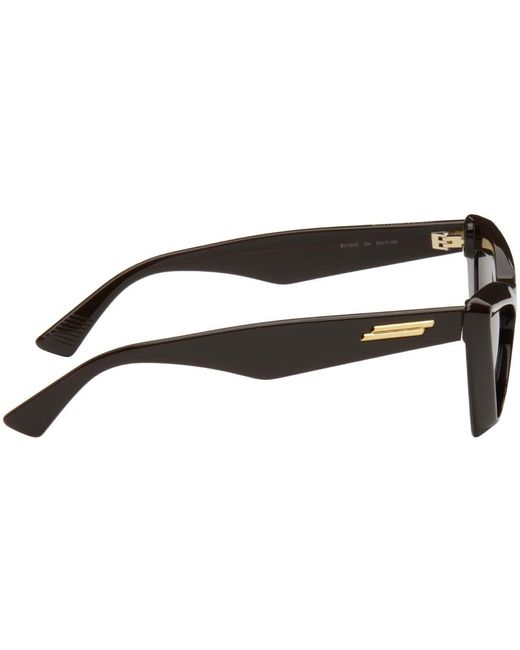 Bottega Veneta Black Brown Pointed Cat-eye Sunglasses