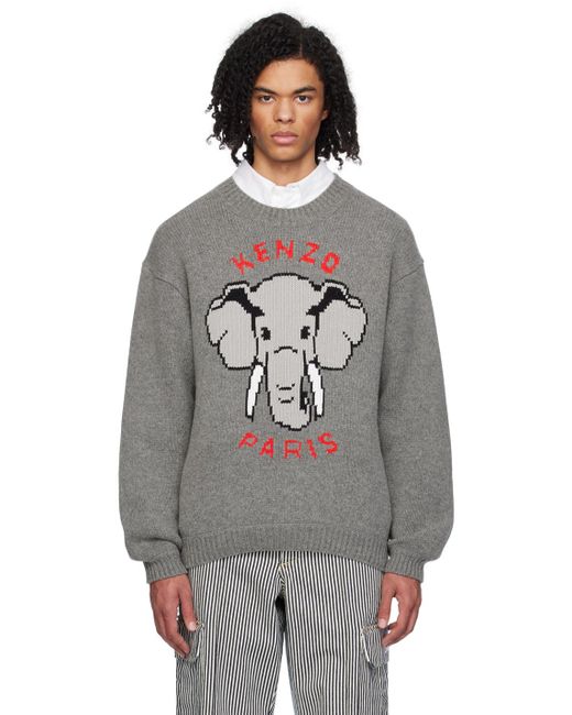 メンズ KENZO グレー Paris Elephant セーター Gray