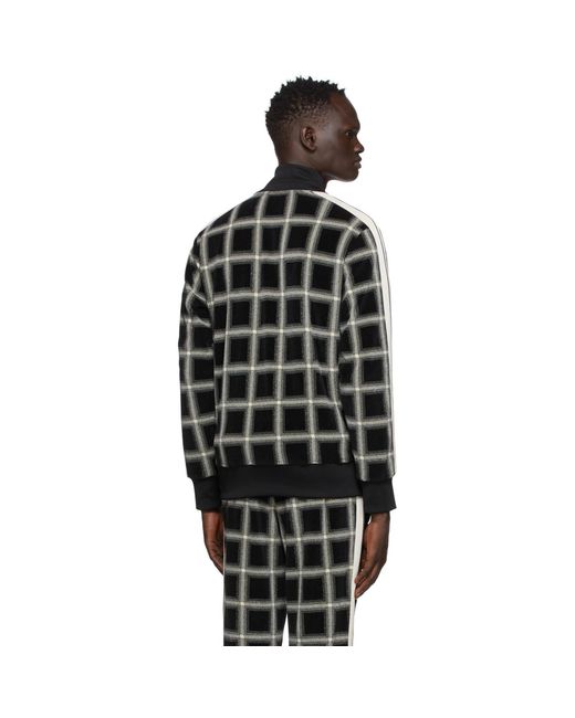 Palm Angels Black Houndstooth Track Jacket for men