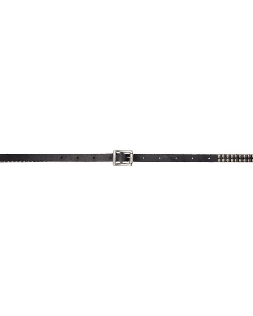 R13 Black Studded Skinny Belt