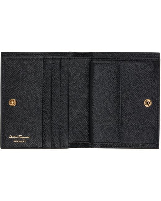 Ferragamo Black Gancini Compact Wallet