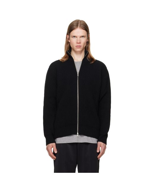 MM6 by Maison Margiela Black Ribbed Knit Jacket for men
