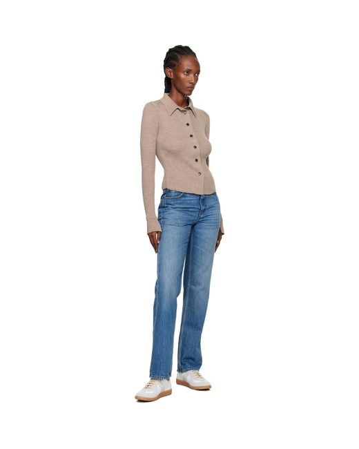 mfpen Blue Knitted Rib Cardigan