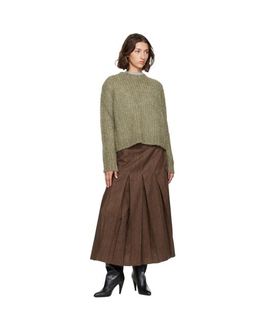 MM6 by Maison Margiela Green Khaki Bouclé Sweater
