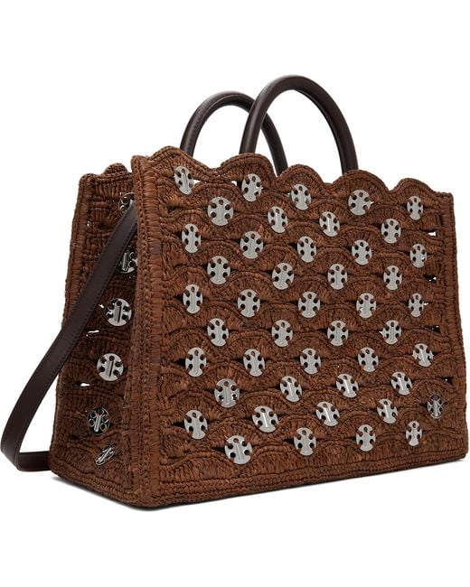 Rabanne Brown Large Signature Signature 1969 Discs Tote
