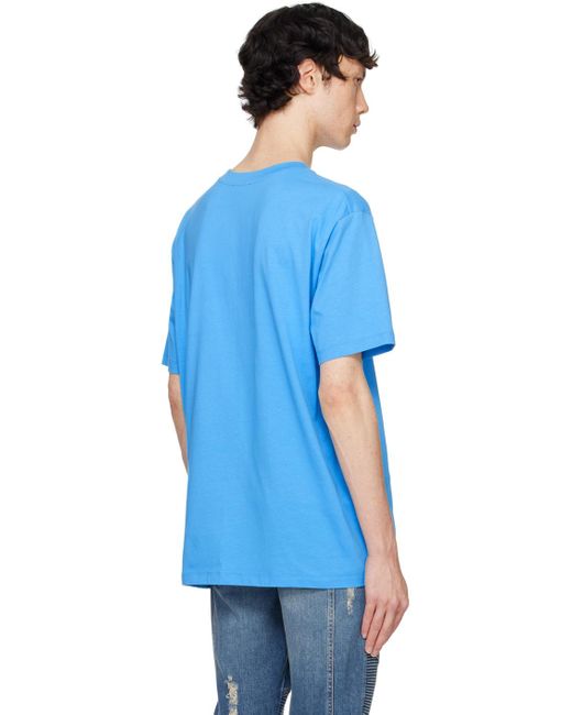 Balmain Blue Printed Logo Crewneck T-Shirt for men