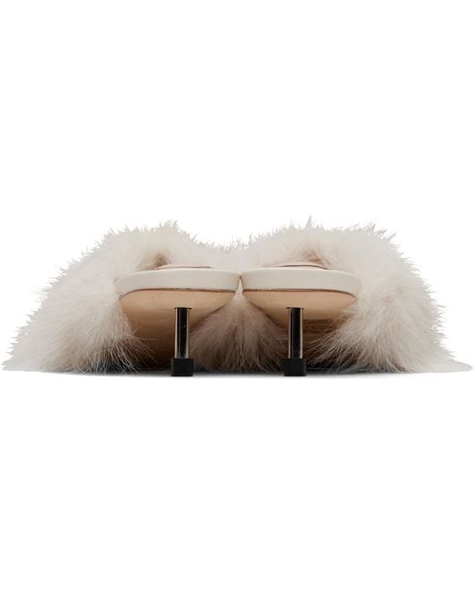 Simone Rocha White Off- Faux Fur Mule Heels