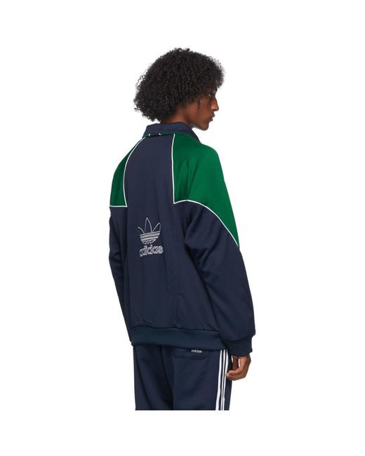 adidas Originals Navy And Green Trefoil Abstract Jacket in Blue for Men |  Lyst Australia