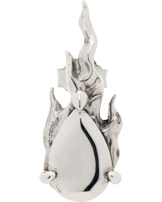 ALAN CROCETTI White Mini Hard Gem In Heat Single Earring for men