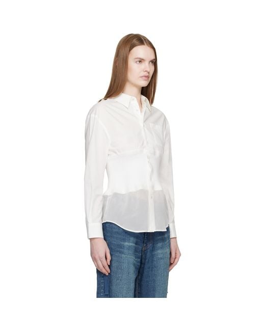 Undercover White Knit Paneled Shirt
