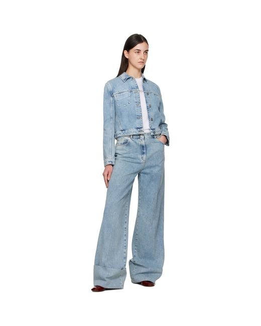 Lanvin Blue Wide-Leg Cuffed Jeans