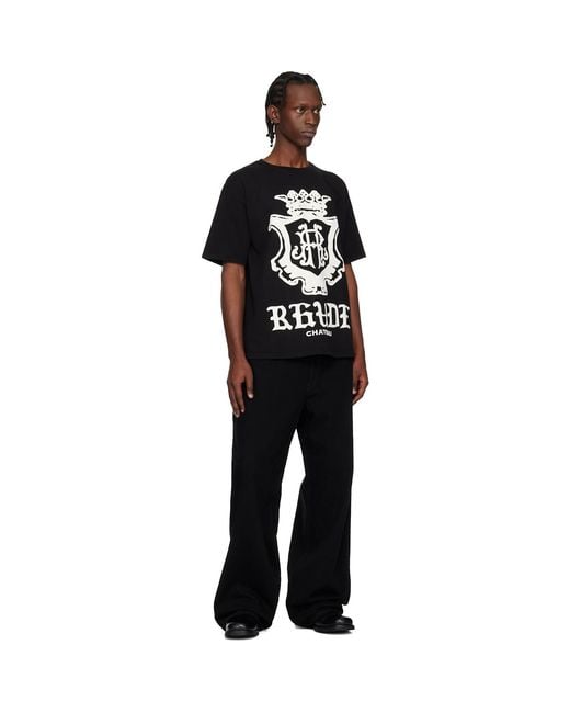 Rhude Black Oversized Chateau Crest T-Shirt for men