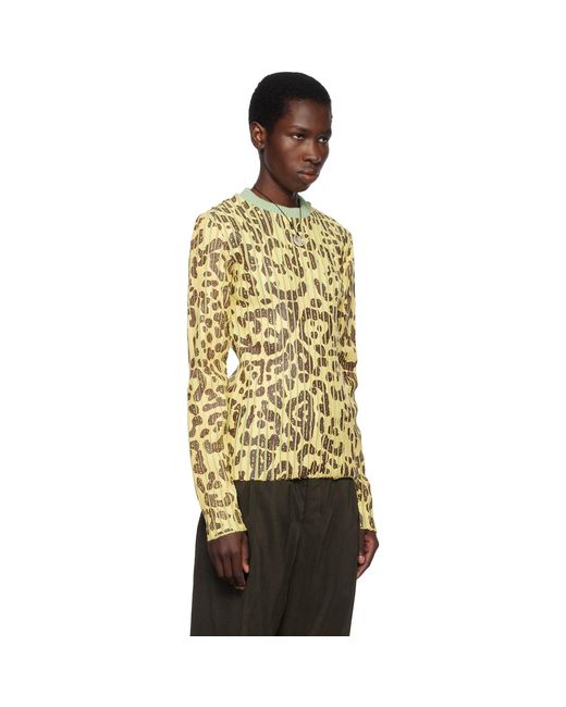 Stanley Raffington Multicolor Leopard Print Plated Knit Crewneck Sweater