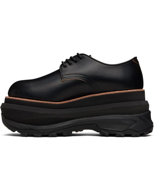 Sacai Black Leather Oxfords for men