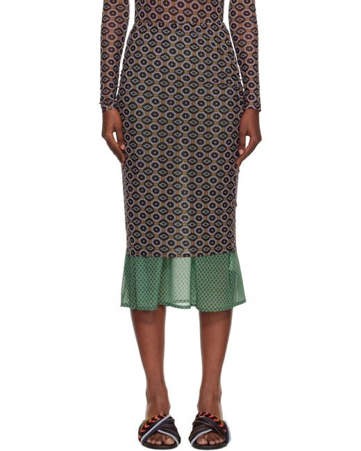 Dries Van Noten Black Transparent Mesh Midi Skirt