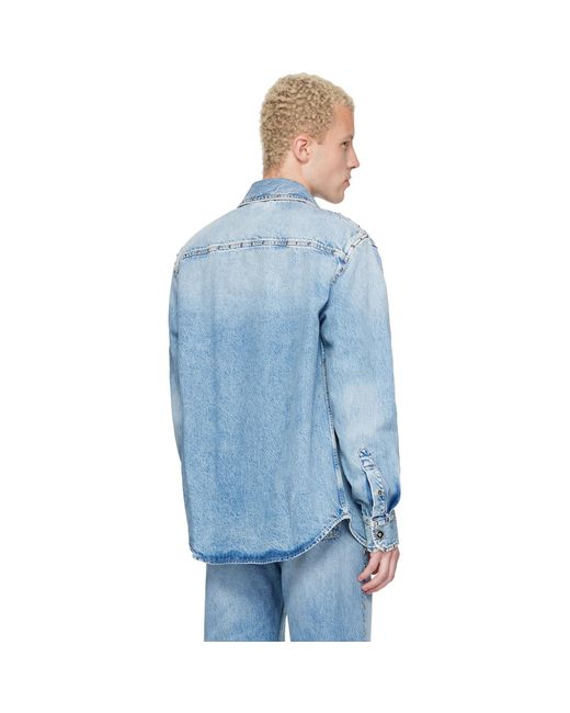 Versace Blue Studded Denim Shirt for men
