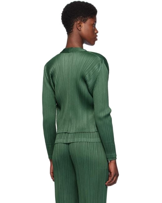 Pleats Please Issey Miyake Green Monthly Colors December Cardigan