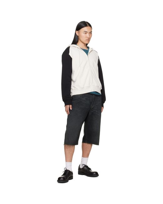 MM6 by Maison Margiela Black Off- & Paneled Zip-Up Hoodie for men