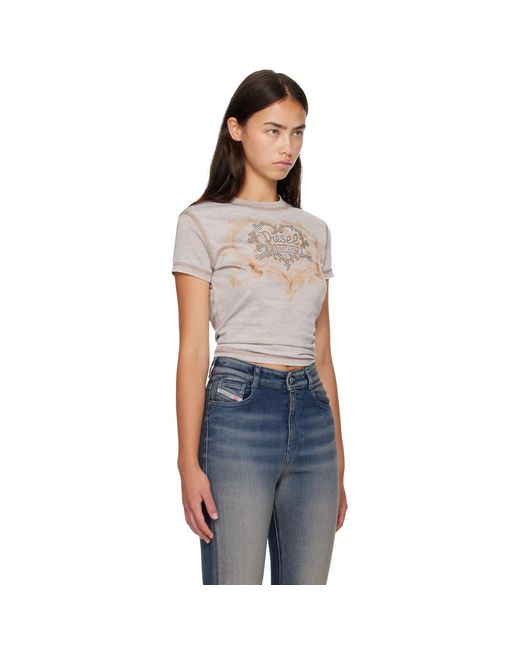 DIESEL Blue Rhinestones & Burnout Effect Jersey T-Shirt