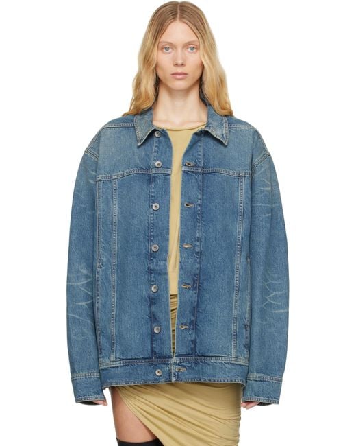 Rick Owens Blue Hollywood Jumbo Worker Denim Jacket