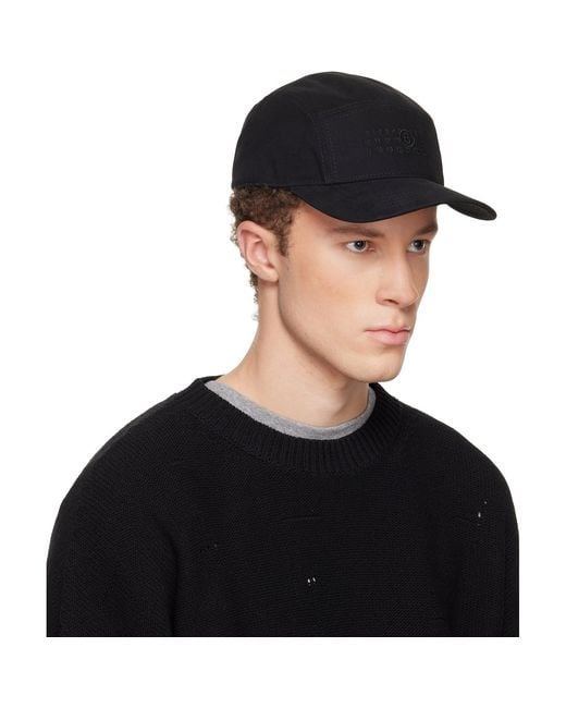 MM6 by Maison Margiela Black Embroidered Logo Cap for men