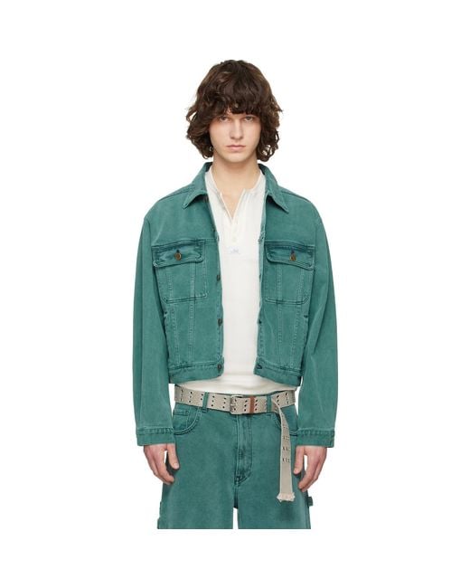 Sanderlak Green Faded Denim Jacket for men