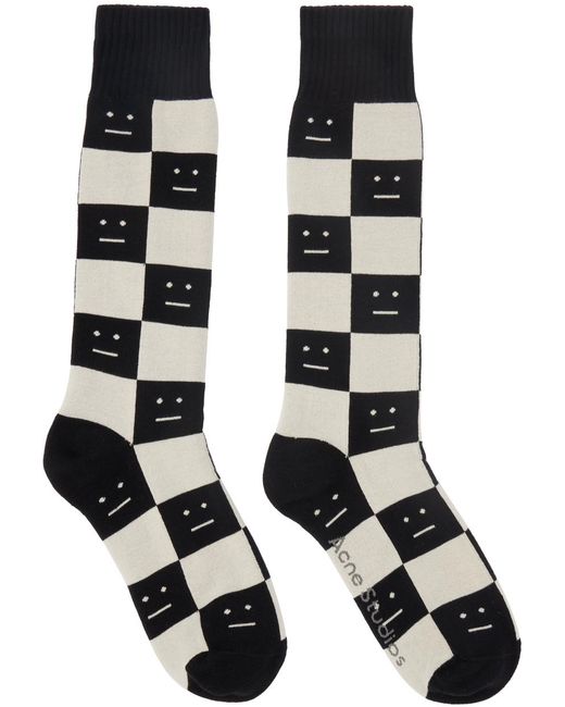 Acne Black Checkerboard Socks for men