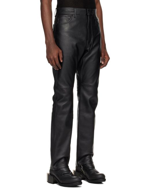 032c Black Patch Leather Pants for men