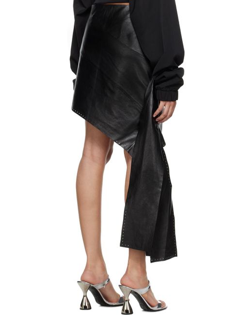Helmut Lang Black Slash Leather Miniskirt