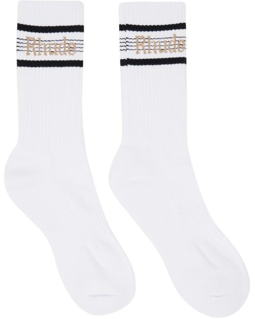 Rhude White Stripe Sport Socks for men
