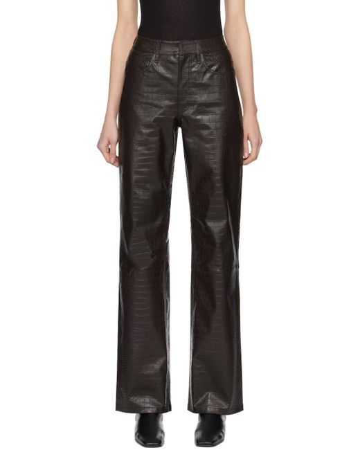 Pantalon bonnie brun en cuir synthétique Frankie Shop en coloris Black