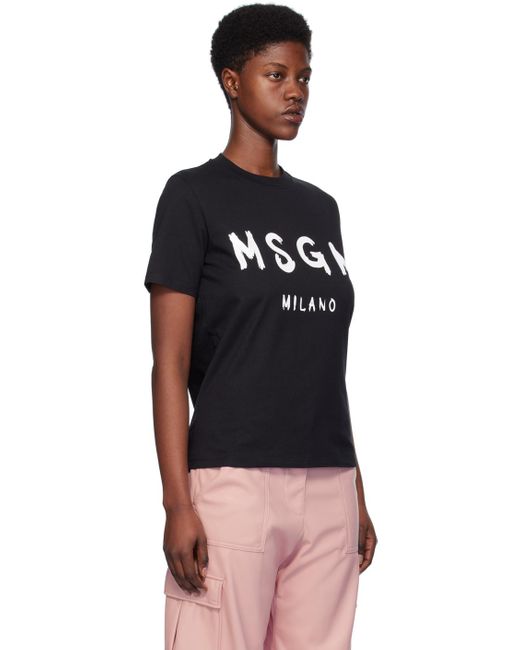MSGM Black Solid Color T shirt Lyst
