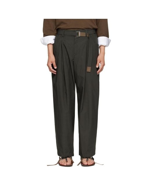 Sacai Black Khaki Typewriter Trousers for men