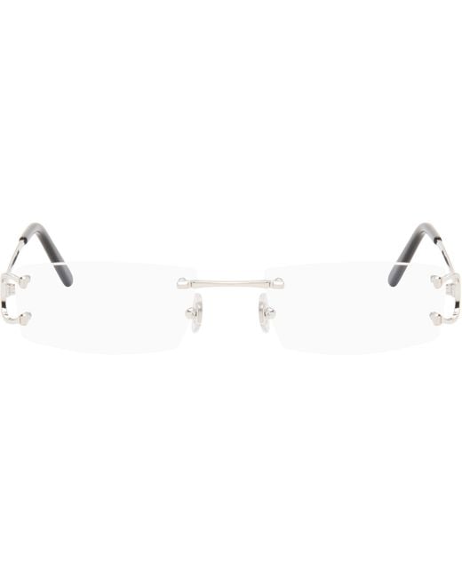 Cartier Black Rimless Rectangle Glasses